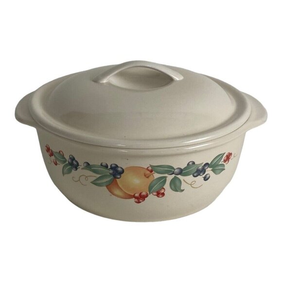 VTG Corelle Coordinates Covered Casserole Abundance Fruit Stoneware 2.5 Quart - Picture 4 of 10